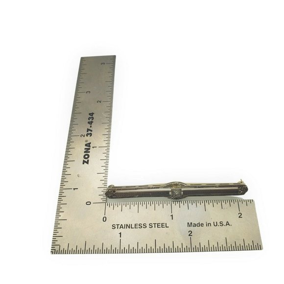 Vintage 14 Karat Yellow and White Gold and Diamond Bar Pin #10797 - Picture 7 of 7